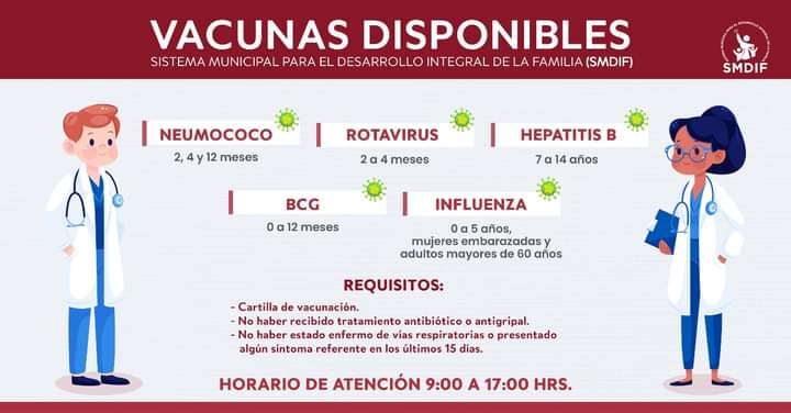 El Sistema Municipal DIF Ixtapaluca te invita a reforzar los cuadros de vacunación. Acude con tu cartilla de vacunacion a la unidad DIF Centenario, en el centro de Ixtapaluca.